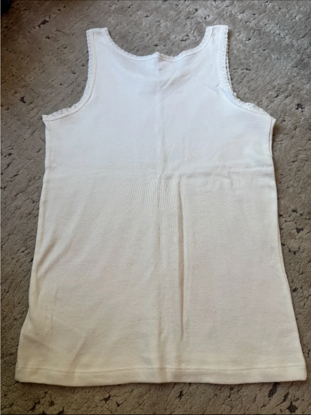 GAP Kids White Ribbed Tank with Lace Trim